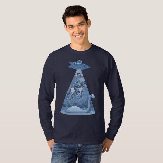 Alien, Bigfoot, Unicorn, Nessie T-shirt (Voorkant volledig)