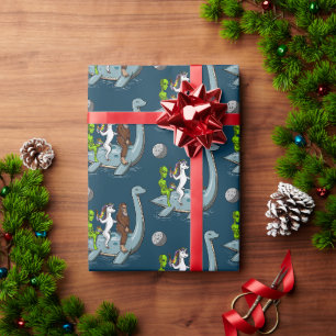 Alien Bigfoot Unicorn Riding Loch Ness Monster Cadeaupapier