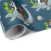 Alien Bigfoot Unicorn Riding Loch Ness Monster Cadeaupapier (Rol Hoek)