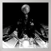 Alien Biker (Black & White versie) Poster (Voorkant)