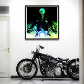 Alien Biker (Neon versie) Poster