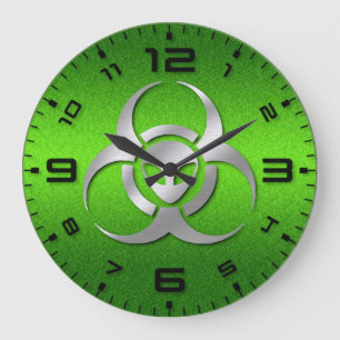 Alien BioHazard Green Steel Grote Klok