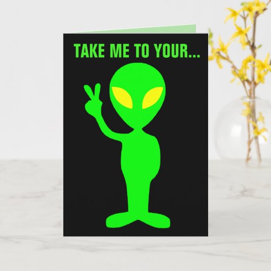 ALIEN BIRTHDAY FUNNY CAKE KAARTEN (Gele Bloem)