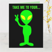 ALIEN BIRTHDAY FUNNY OVERSIZED CARDS KAART (Gele Bloem)