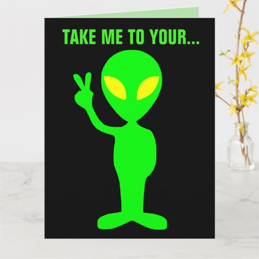 ALIEN BIRTHDAY FUNNY OVERSIZED CARDS KAART (Gele Bloem)