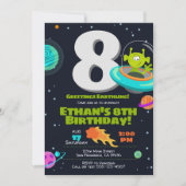 Alien Birthday Invitation, Space Birthday Invite Kaart (Voorkant)