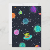 Alien Birthday Invitation, Space Birthday Invite Kaart (Achterkant)