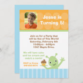 Alien Birthday Party Invitation Kaart (Voorkant / Achterkant)