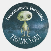 Alien Birthday Party Sticker (Voorkant)