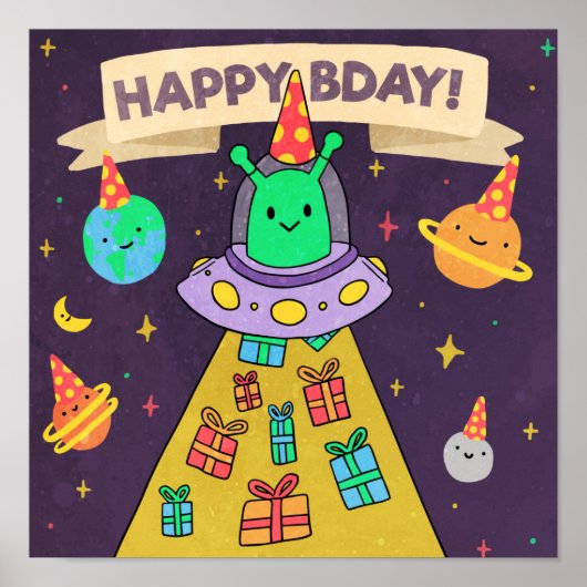 Alien Birthday Poster (Voorkant)