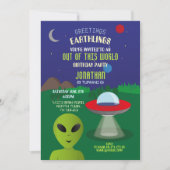 Alien Birthday Spaceship Aliens Invasion Space Fun Kaart (Voorkant)