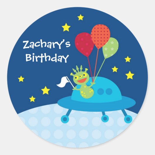 Alien Birthday Sticker (Voorkant)