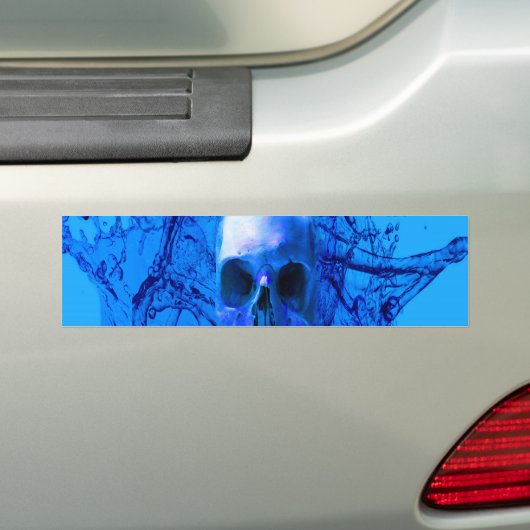 Alien blauwe schedel bumpersticker (Op auto)
