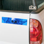Alien blauwe schedel bumpersticker (Op Truck)