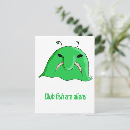 Alien blob briefkaart (Staand voorkant)