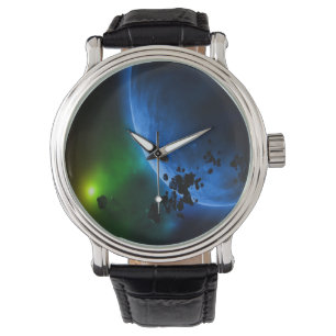 Alien Blue Planets & Asteroïden Horloge