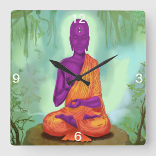 Alien Boeddha-uurklok Vierkante Klok