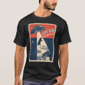 Alien Boerderij abductie Beam Retro Bacon UFO Vark T-shirt (Voorkant)