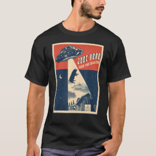 Alien Boerderij abductie Beam Retro Bacon UFO Vark T-shirt
