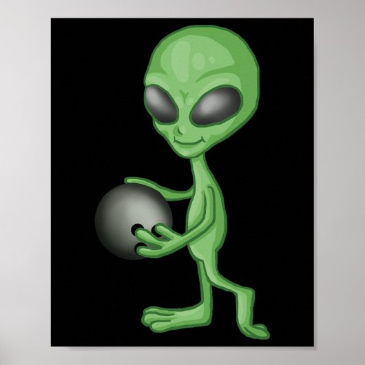 Alien Bowling Funny Bowler Poster (Voorkant)