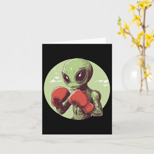 Alien Boxer klaar om te vechten in handschoenen Kaart (Gele Bloem)