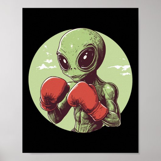 Alien Boxer klaar om te vechten in handschoenen Poster (Voorkant)