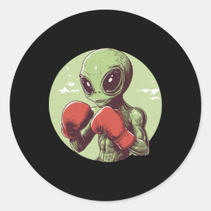 Alien Boxer klaar om te vechten in handschoenen Ronde Sticker