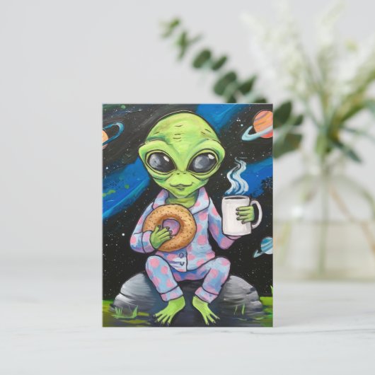 Alien Breakfast Briefkaart (Staand voorkant)
