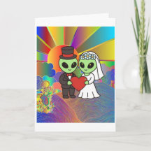 Alien Bride and Groom Wedding Retro Neon