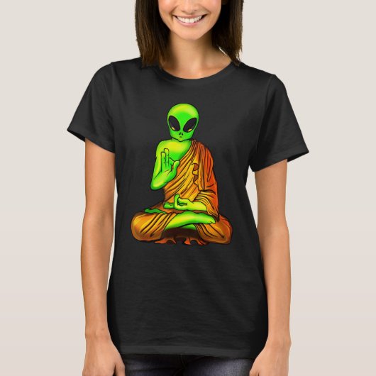 Alien Buddha Extra Terrestrial Conspiracy Invasion T-shirt (Voorkant)