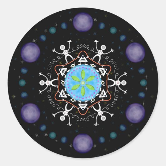 Alien Buddies Ronde Sticker (Voorkant)