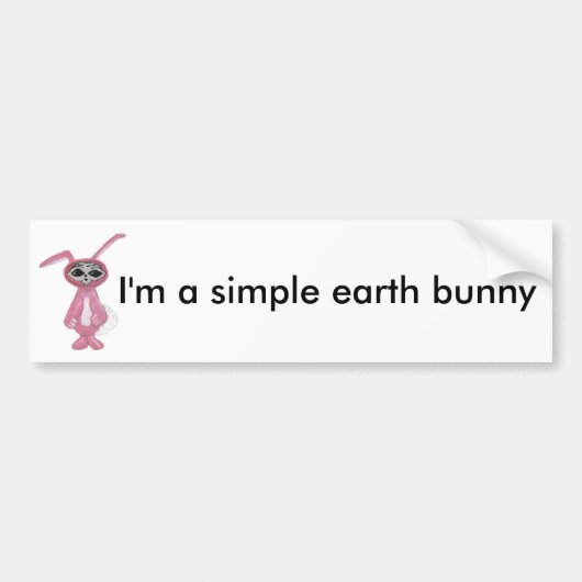 Alien Bunny: "Ik ben een simpele aardbunny" Bumpersticker (Voorkant)