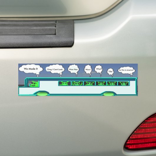Alien Bus Bumpersticker (Op auto)