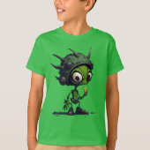 Alien Cartoon Design Genieten Ice Cream Cone Cool  T-shirt (Voorkant)