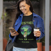 Alien & Cat Besties Matching Tee Customizable Tri-Blend Shirt