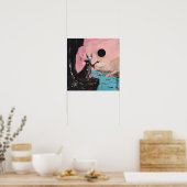 Alien Cat Black Moon Witchy AI Art Matte Value Poster (Keuken)