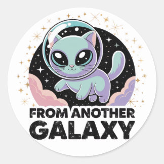 Alien Cat Cosmic Design Space Kitty Sci-Fi Artwork Ronde Sticker