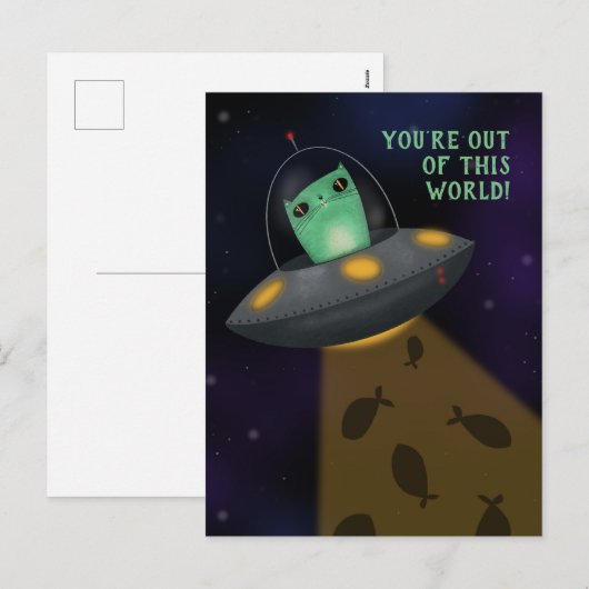 Alien Cat Feestdagenkaart (Voorkant / Achterkant)
