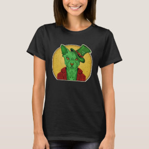 Alien Cat Groene Sphynx Leprechaun Koel Haarloos S T-shirt
