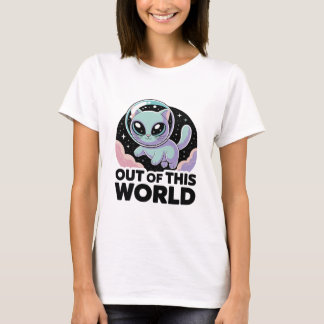 “Alien Cat Invasion – Quirky Cosmic Kitty for Cat  T-shirt