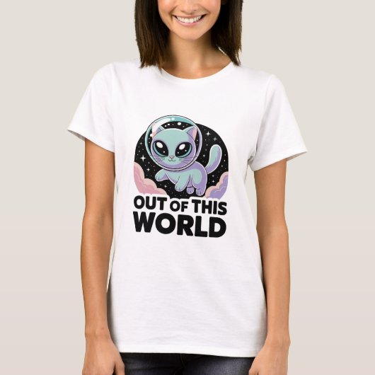 “Alien Cat Invasion – Quirky Cosmic Kitty for Cat  T-shirt (Voorkant)