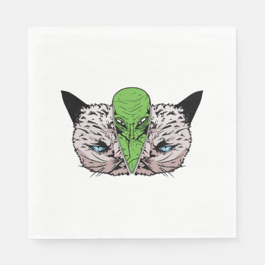 Alien Cat Kitten Extraterrestrials Samenzwerving Servet (Voorkant)