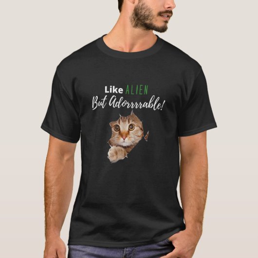 Alien Cat Kitten Schattige Kitty Cat Person Joke T-shirt (Voorkant)