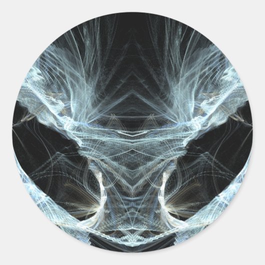 Alien Cat. Mystical Fantasy Art Fractal. Ronde Sticker (Voorkant)