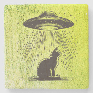 Alien Cat UFO Stenen Onderzetter