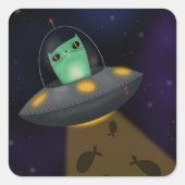 Alien Cat Vierkante Sticker (Voorkant)