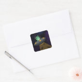 Alien Cat Vierkante Sticker (Envelop)