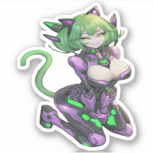 Alien Catgirl 1 Sticker (Voorkant)