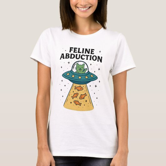 Alien Cats - Funny Feline Abduction T-shirt (Voorkant)