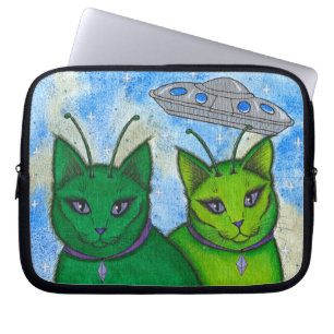 Alien Cats UFO Space Fantasy Cat Art-laptophoes Laptop Sleeve